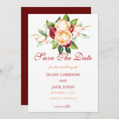 Roze en bes aquarel stelen bruiloft kaart (Voorkant / Achterkant)