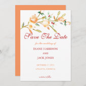 Roze en bes-aquarelstelen bruiloft kaart (Voorkant / Achterkant)