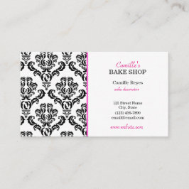  Roze en Black Damask Bakery Visitekaartje