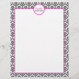  Roze en Black Damask Letterhead
