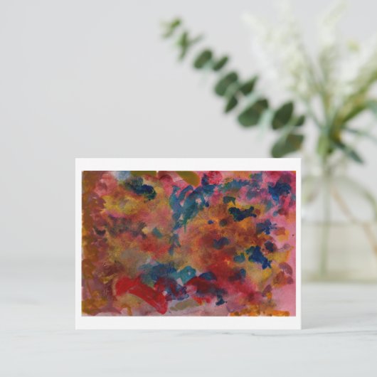Roze en blauw abstract briefkaart (Staand voorkant)