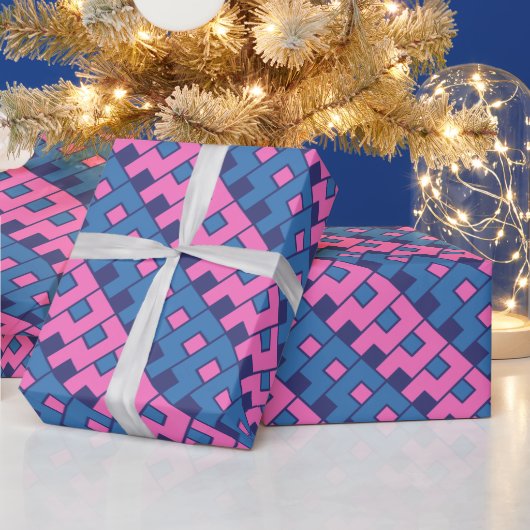 Roze en blauw Abstract Cadeaupapier (Feestdagen)
