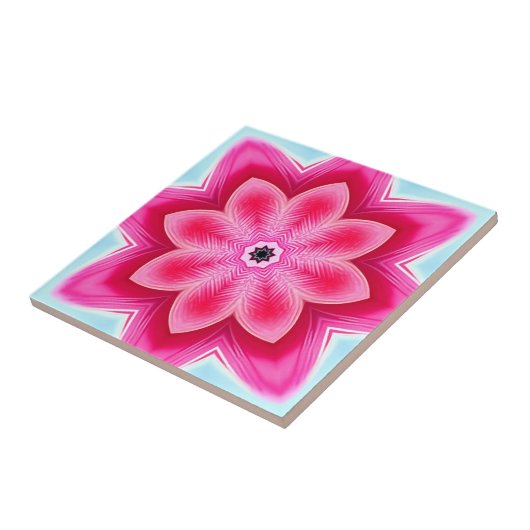 Roze en blauw abstract decoratief tegeltje (Zijkant)