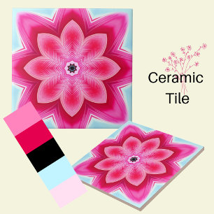 Roze en blauw abstract decoratief tegeltje