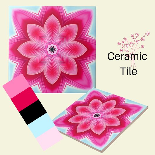 Roze en blauw abstract decoratief tegeltje