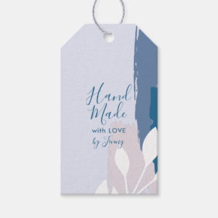 Roze en blauw Abstract handgemaakt product Label o Cadeaulabel