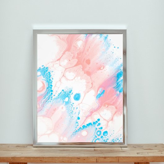 Roze en Blauw Abstract Schilderen Foto Afdruk