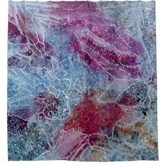 Roze en blauw abstract schilderij douchegordijn (Voorkant)