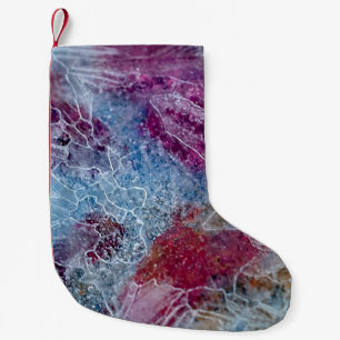 Roze en blauw abstract schilderij kleine kerstsok