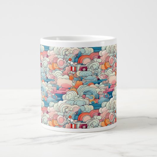 Roze en Blauw Abstracte Clouds Specialty Mok (Voorkant)