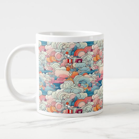 Roze en Blauw Abstracte Clouds Specialty Mok (Links)
