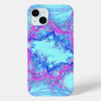 Roze en blauw abstracte kunst iPhone 15 mini hoesje