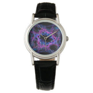 Roze en blauw abstracte kunst horloge