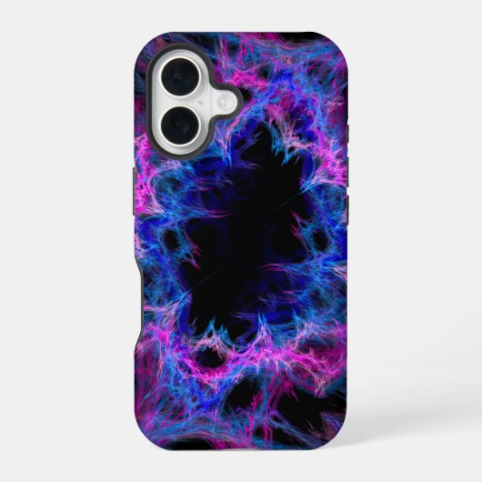 Roze en blauw abstracte kunst iPhone 16 hoesje (Achterkant)