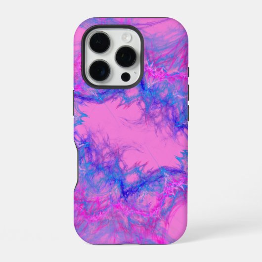 Roze en blauw abstracte kunst iPhone hoesje (Achterkant)