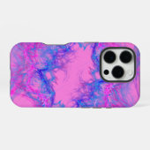 Roze en blauw abstracte kunst iPhone hoesje (Achterkant horizontaal)