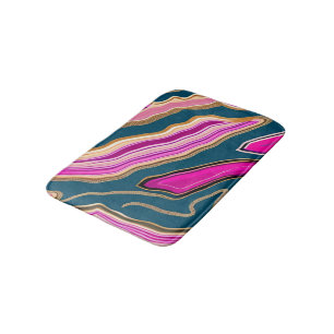Roze en blauw agatpatroon badmat