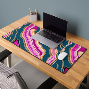 Roze en blauw agatpatroon bureaumat