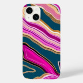 Roze en blauw agatpatroon Case-Mate iPhone case (Achterkant)