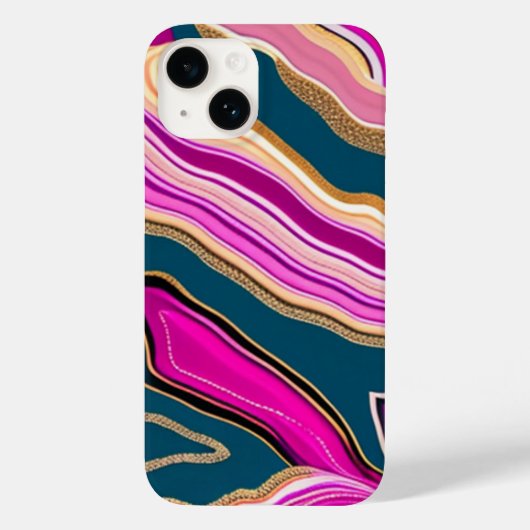 Roze en blauw agatpatroon Case-Mate iPhone case (Achterkant)