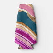 Roze en blauw agatpatroon flesjeskoeler (Voorkant)