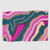Roze en blauw agatpatroon golfhanddoek (Horizontaal)