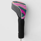 Roze en blauw agatpatroon golfheadcover (Schuin)
