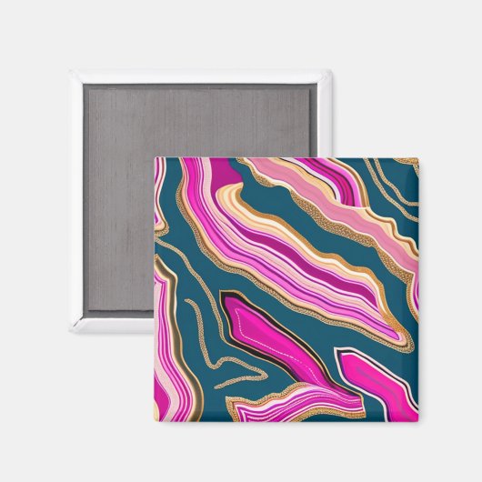 Roze en blauw agatpatroon magneet (Voorkant / Achterkant)