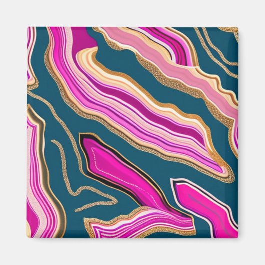 Roze en blauw agatpatroon magneet (Voorkant)