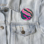 Roze en blauw agatpatroon ronde button 5,7 cm (In situ)