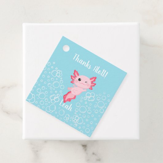Roze en Blauw Axolotl Verjaardag Gift label (In situ)
