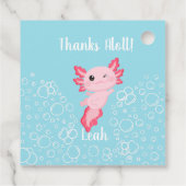 Roze en Blauw Axolotl Verjaardag Gift label (Achterkant)