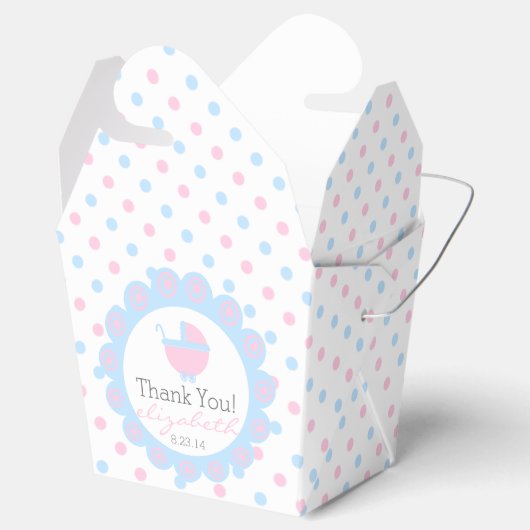Roze en blauw Baby shower Bedankdoosjes (Geopend)