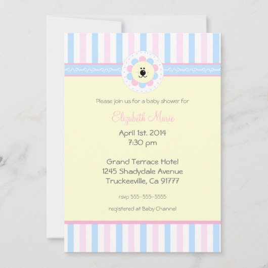 Roze en blauw Baby shower- Kaart (Voorkant)