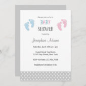 Roze en blauw Baby shower Kaart (Voorkant / Achterkant)