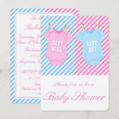 Roze en blauw Baby shower Nodig Twins opt 1 Kaart (Voorkant / Achterkant)