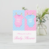 Roze en blauw Baby shower Nodig Twins opt 1 Kaart (Staand voorkant)