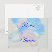 Roze en Blauw Baby shower Uitnodiging Briefkaart (Voorkant / Achterkant)