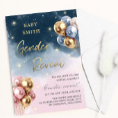 Roze en Blauw Ballon Baby Gender Reveal Party Kaart