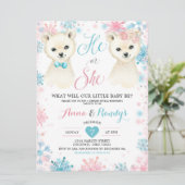 Roze en blauw Beer Winter Genderonderzoek Kaart (Staand voorkant)