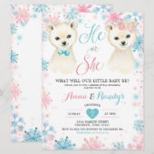 Roze en blauw Beer Winter Genderonderzoek Kaart (Voorkant / Achterkant)