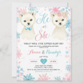 Roze en blauw Beer Winter Genderonderzoek Kaart (Voorkant)