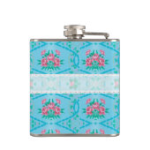  roze en blauw behangpapier met naam heupfles (Achterkant)