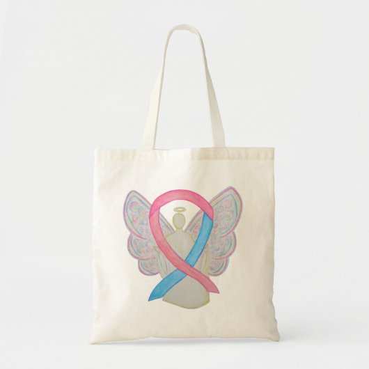 Roze en Blauw Bewustzijnslint Kunst Aangepaste Can Tote Bag (Voorkant)