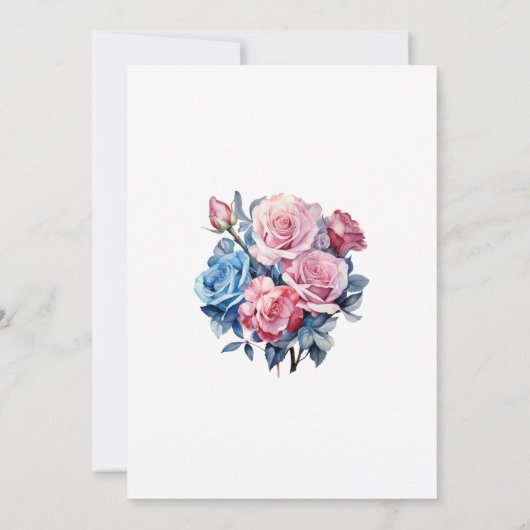 Roze en Blauw Bloemen Bruiloft Bloemen Save The Date (Achterkant)