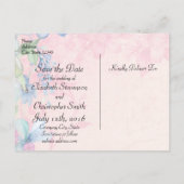 Roze en Blauw Bloemen Bruiloft Save The Date Aankondigingskaart (Achterkant)