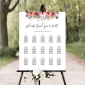 Roze en Blauw Bloemen Elegant Zitkaarten Teken Poster