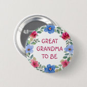 Roze en Blauw Bloemen Grote Oma Baby shower Ronde Button 5,7 Cm (Voorkant /achterkant)