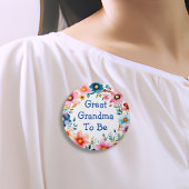 Roze en Blauw Bloemen Grote Oma Baby shower Ronde Button 7,6 Cm