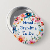 Roze en Blauw Bloemen Grote Oma Baby shower Ronde Button 7,6 Cm (Voorkant /achterkant)